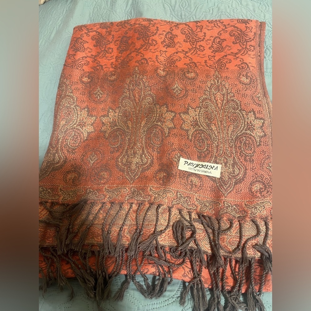 Paisley Fringe Scarf 100‎ pashmina